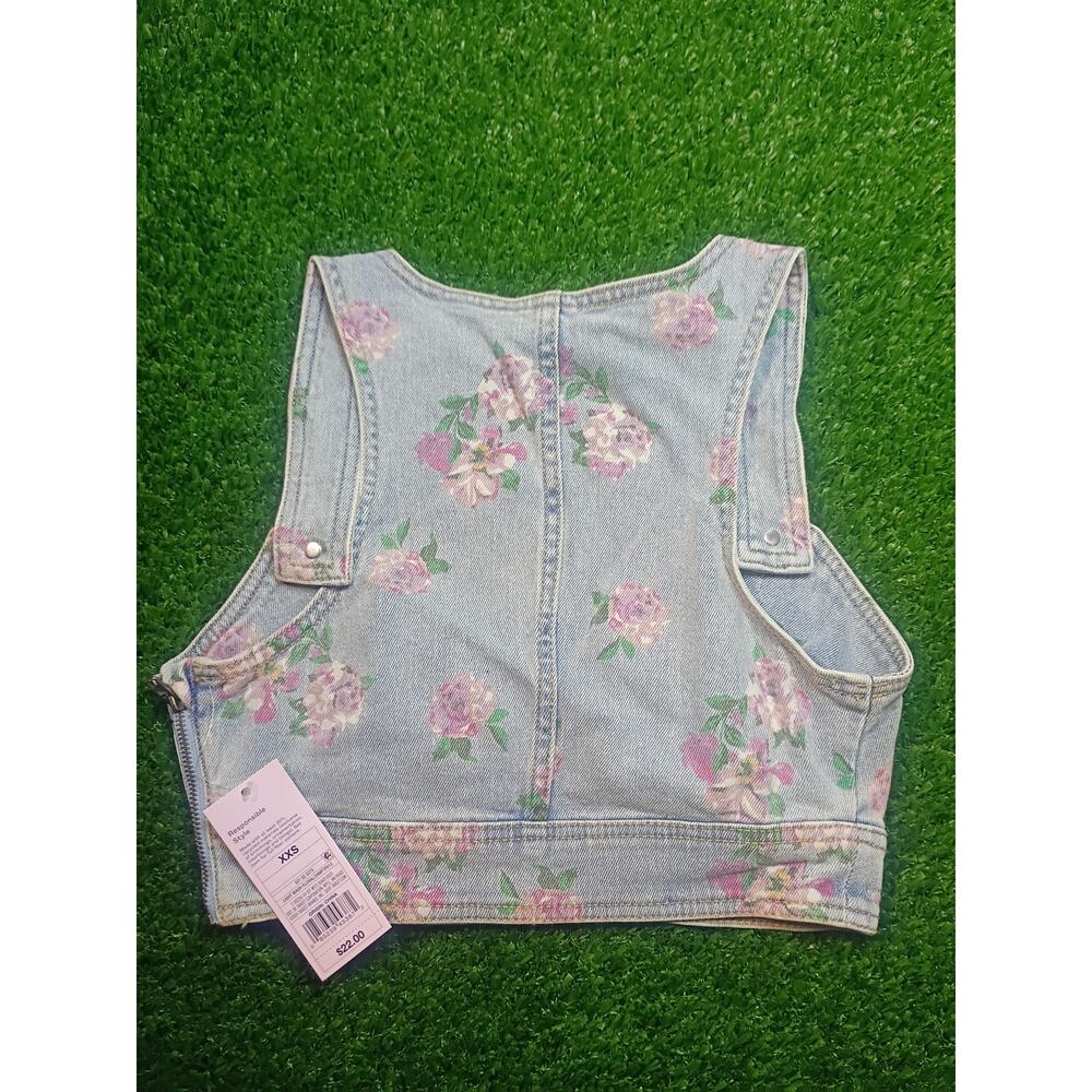 Wild Fable Light Wash Floral Denim Corset Top XXS - New With Tags - Picture 6 of 6